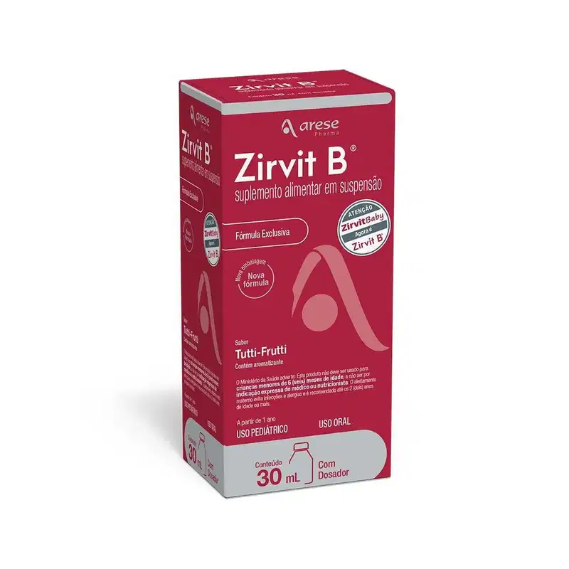 Suplemento Alimentar Em Suspensão Líquido Zirvit B Sabor Tutti-Frutti 30ml