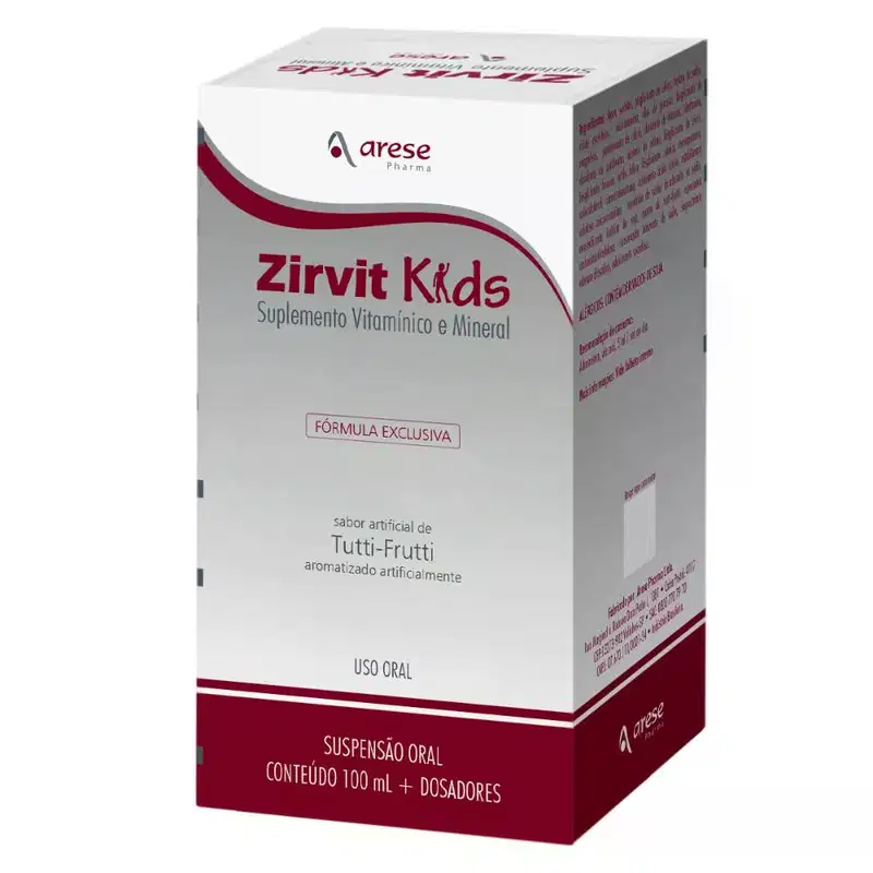 Suplemento Alimentar Líquido Arese Zirvit Kids Sabor Tutti-Frutti 100ml