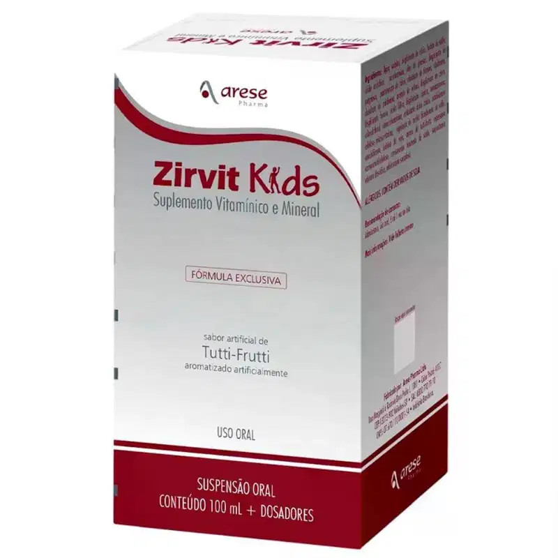 Suplemento Alimentar Líquido Arese Zirvit Kids Sabor Tutti-Frutti 100ml