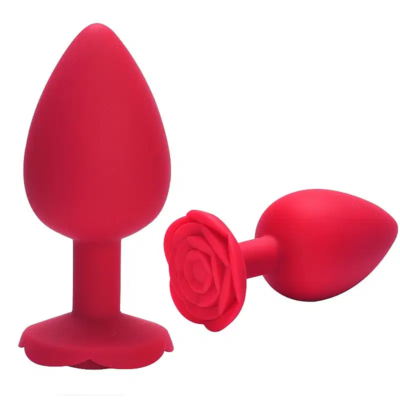 Sexy Import Formato de Rosa Vermelho Pequeno - Plug Anal em Silicone
