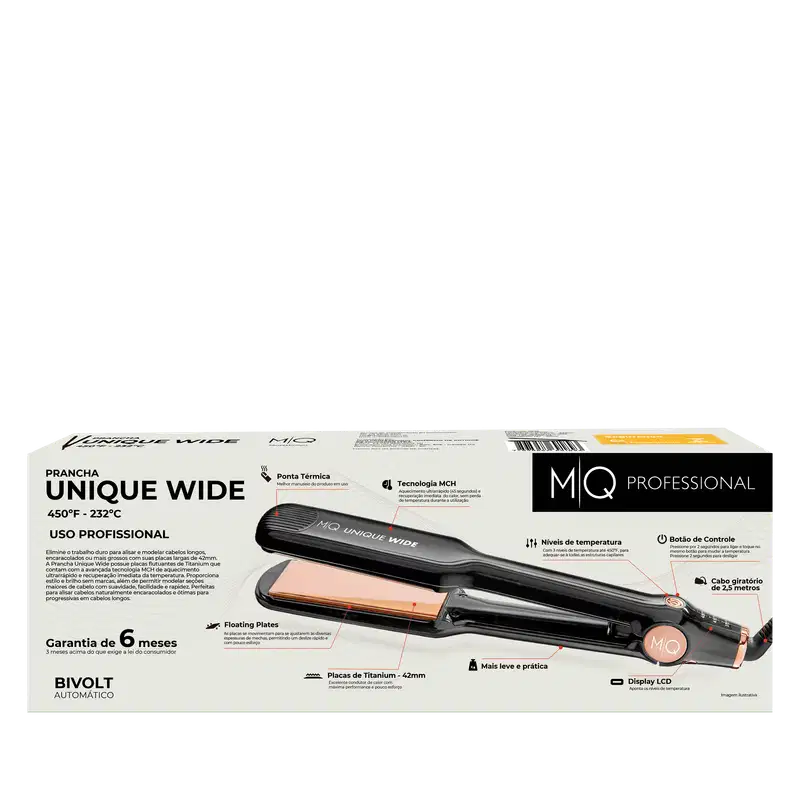 MQ Professional Unique Wide Black - Prancha de Cabelo