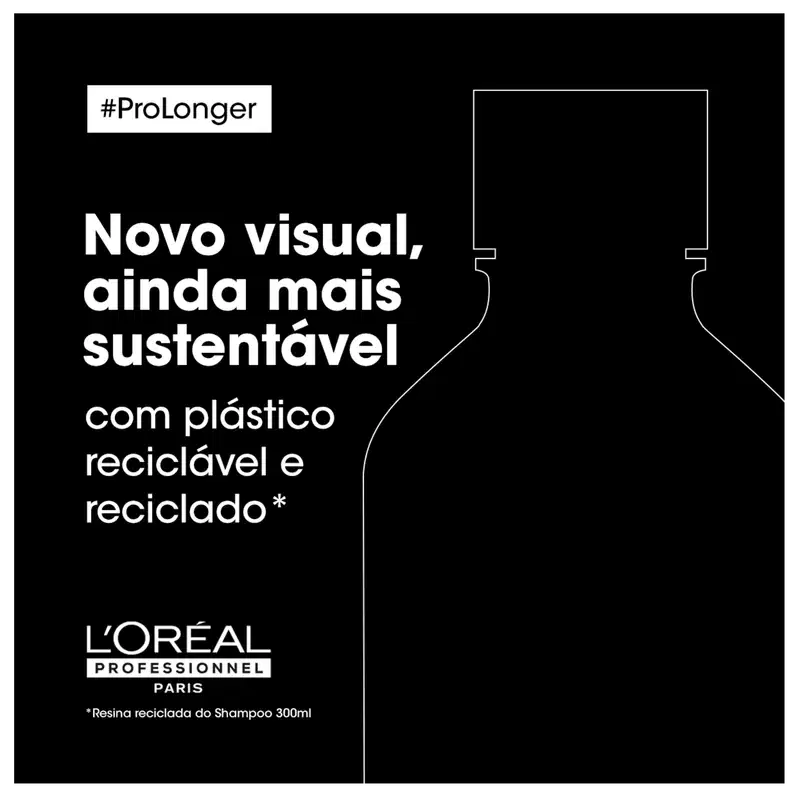 Novo visual, ainda mais sustentável com plástico reciclável e reciclado* #ProLonger L'ORÉAL PROFESSIONNEL PARIS *Resina reciclada do Shampoo 300ml
