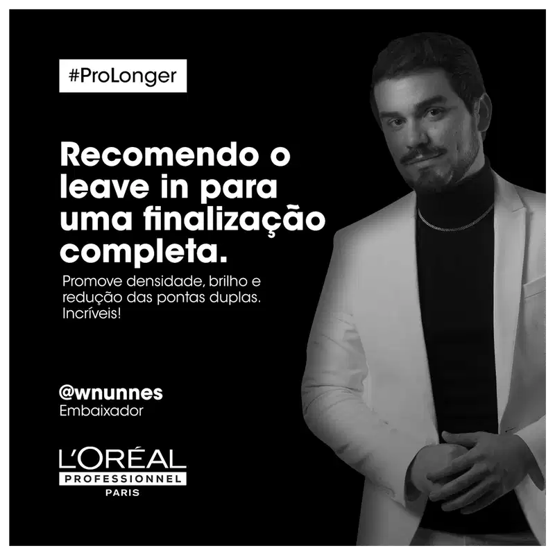 Recomendo o leave in para uma finalização completa. Promove densidade, brilho e redução das pontas duplas. Incríveis!