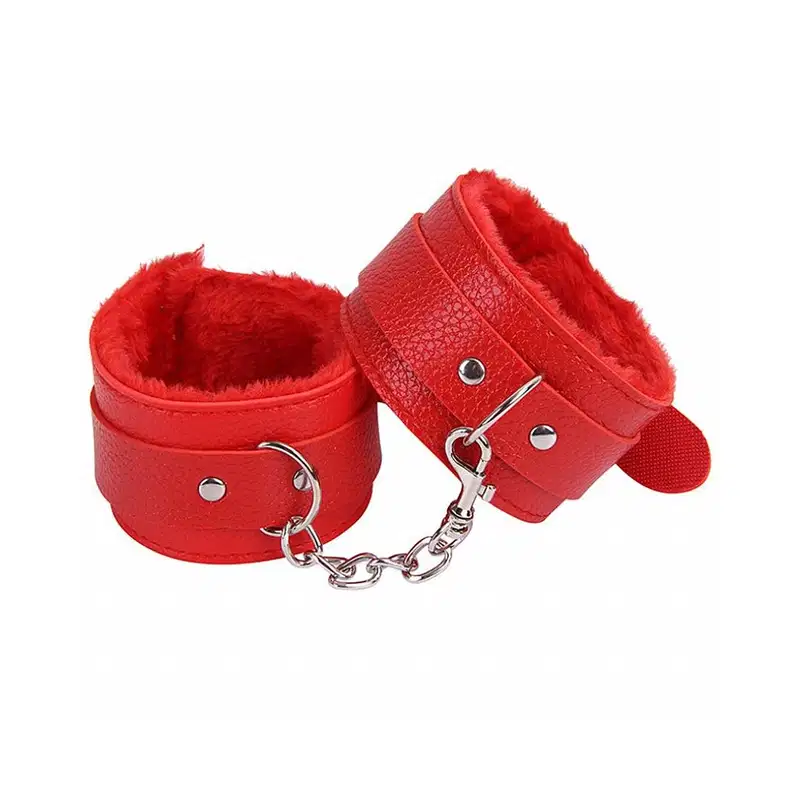 Sexy Import Pelúcia Aveludada 5,5cm x 9cm Vermelho - Algema Bracelete em Couro
