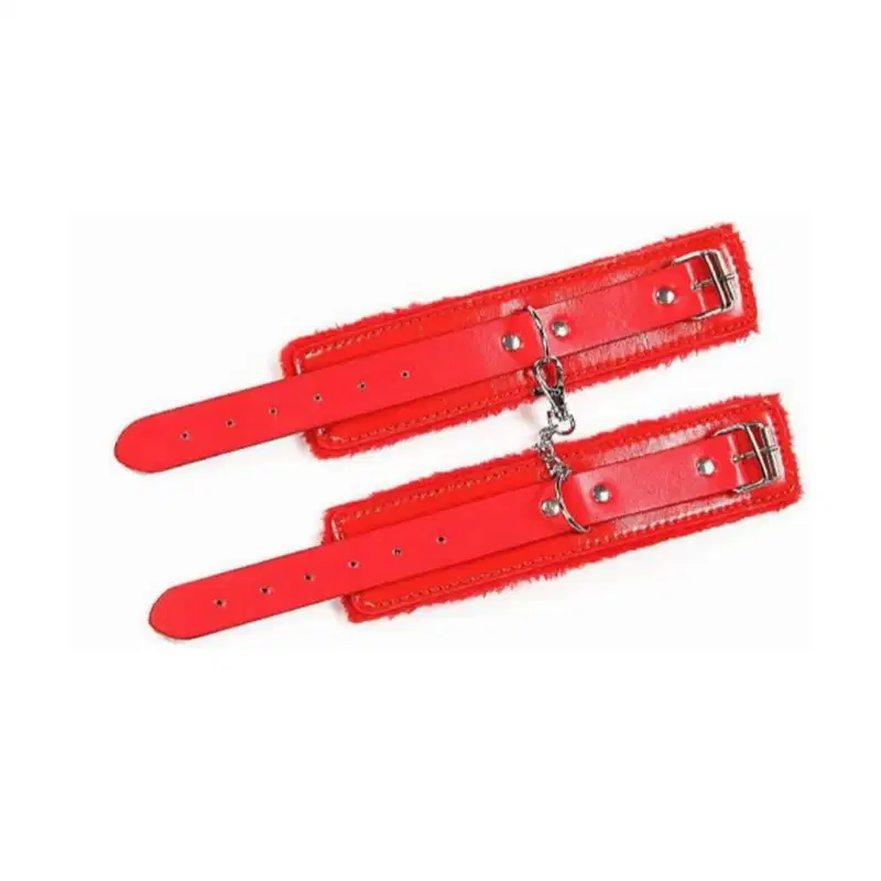 Sexy Import Pelúcia Aveludada 5,5cm x 9cm Vermelho - Algema Bracelete em Couro