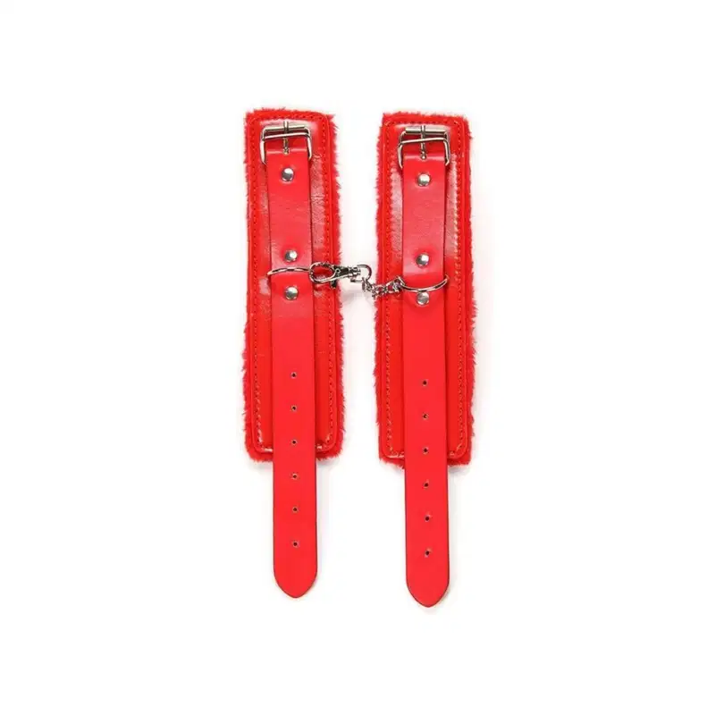 Sexy Import Pelúcia Aveludada 5,5cm x 9cm Vermelho - Algema Bracelete em Couro