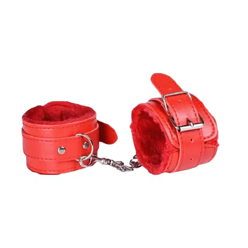 Sexy Import Pelúcia Aveludada 5,5cm x 9cm Vermelho - Algema Bracelete em Couro