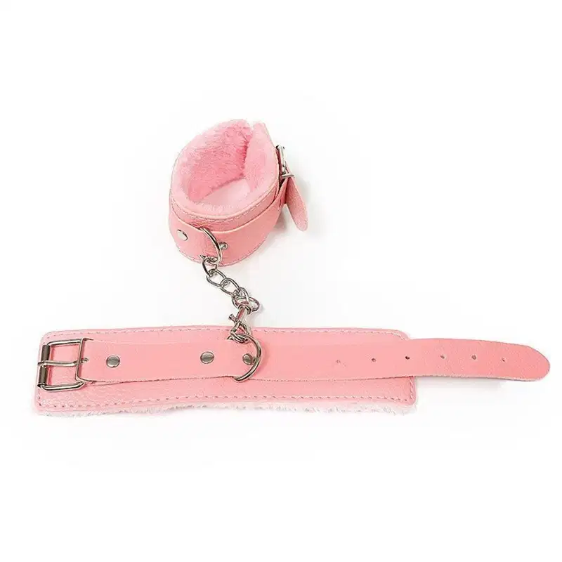 Algema Sexy Import Couro com Pelúcia Aveludada Rosa, 1 produto.