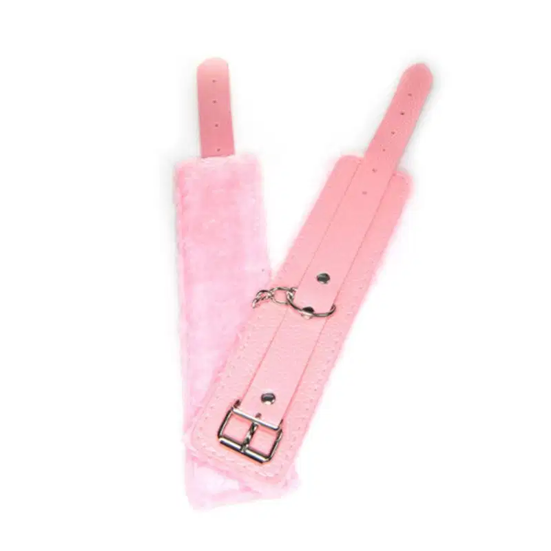 Algema Sexy Import Couro com Pelúcia Aveludada Rosa, 1 produto.