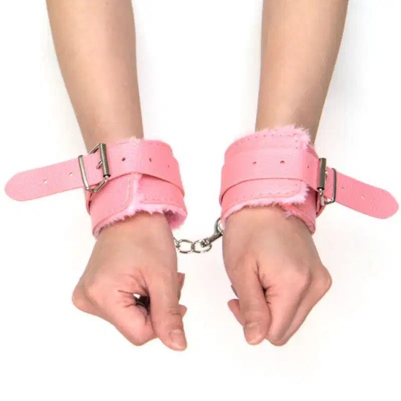 Algema Sexy Import Couro com Pelúcia Aveludada Rosa, 1 produto.