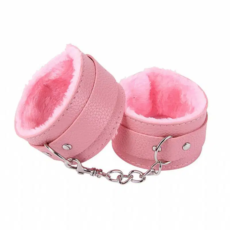 Algema Sexy Import Couro com Pelúcia Aveludada Rosa, 1 produto.