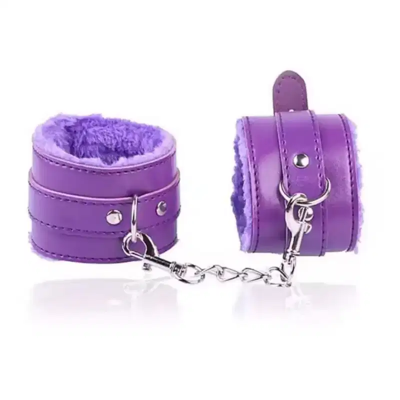 Sexy Import Pelúcia Aveludada 5,5cm x 9cm Roxo - Algema Bracelete em Couro