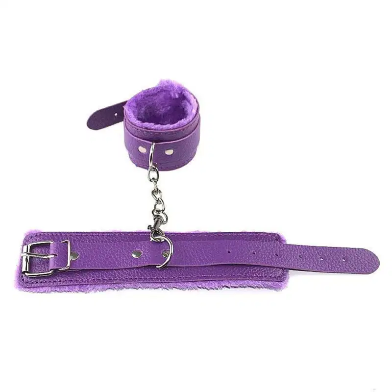 Sexy Import Pelúcia Aveludada 5,5cm x 9cm Roxo - Algema Bracelete em Couro
