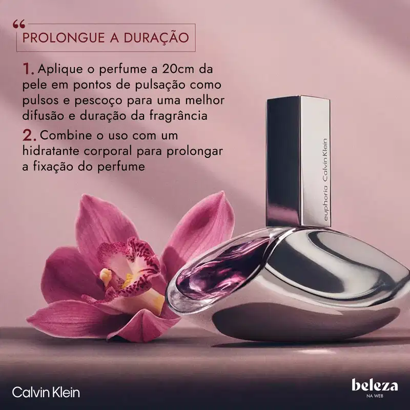 Frasco de perfume Calvin Klein de formato oval, com tampa branca e corpo em tom de rosa vibrante: Euphoria Calvin Klein Eau de Parfum 100ml