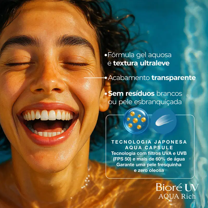 Bioré Aqua Rich Watery Essence FPS 50 - Protetor Solar Facial 50g