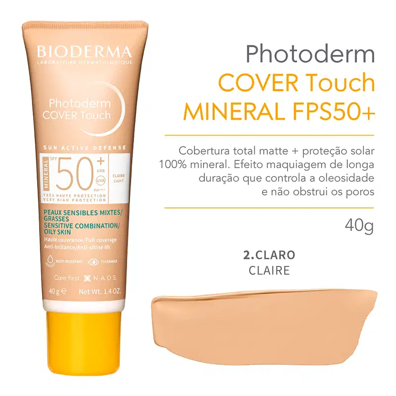Bioderma Photoderm Cover Touch Mineral FPS 50+ 2.0 - Protetor Solar Facial 40g