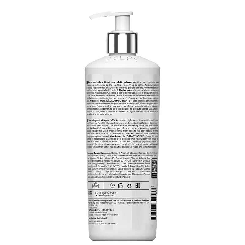 Felps Professional Color Magic Clay 4K Violet Efeito Pérola - Máscara Matizadora 500ml