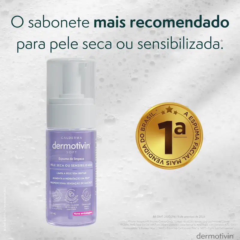 Dermotivin Soft Soft Pele Seca ou Sensibilizada - Espuma de Limpeza Facial 130ml