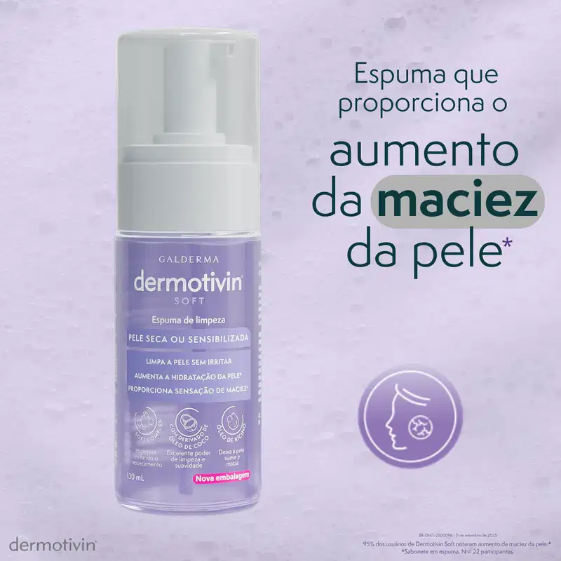 Dermotivin Soft Soft Pele Seca ou Sensibilizada - Espuma de Limpeza Facial 130ml
