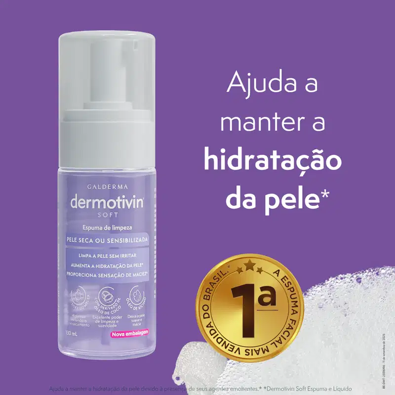 Dermotivin Soft Soft Pele Seca ou Sensibilizada - Espuma de Limpeza Facial 130ml