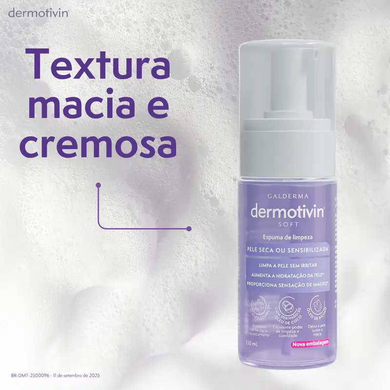 Dermotivin Soft Soft Pele Seca ou Sensibilizada - Espuma de Limpeza Facial 130ml