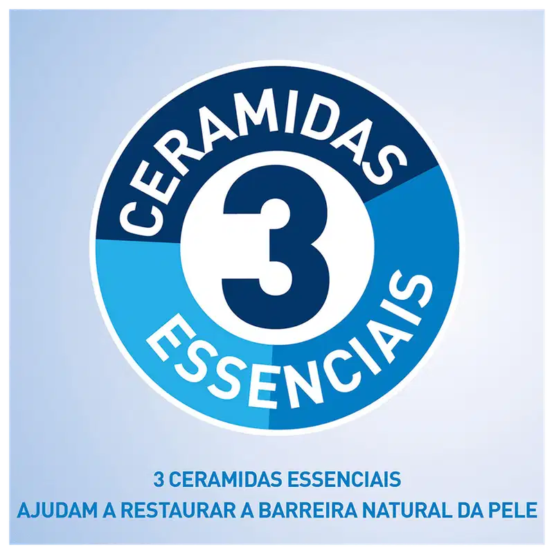 Frasco de loção de limpeza hidratante da marca CeraVe, com embalagem branca e verde, contendo 473 ml do produto. O rótulo destaca que o produto é desenvolvido com dermatologistas e contém 3 ceramidas essenciais e ácido hialurônico.