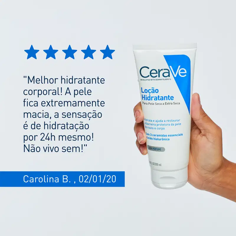 CeraVe para Pele Seca a Extra Seca - Loção Hidratante Facial e Corporal Sem Perfume 200ml