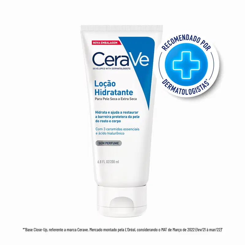 CeraVe para Pele Seca a Extra Seca - Loção Hidratante Facial e Corporal Sem Perfume 200ml