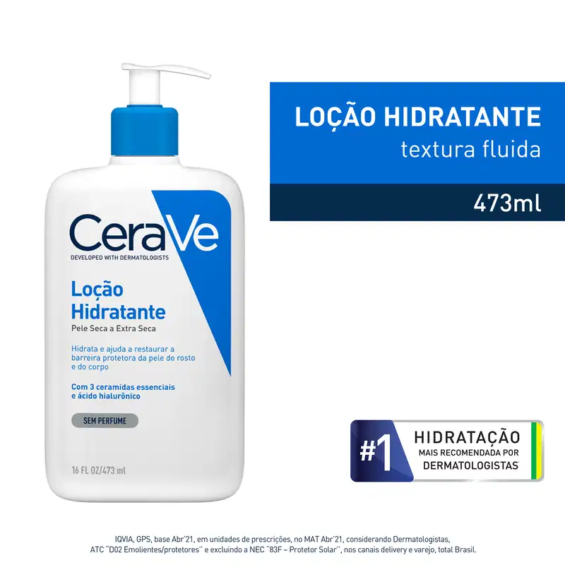 CeraVe para Pele Seca a Extra Seca - Loção Hidratante Facial e Corporal Sem Perfume 473ml