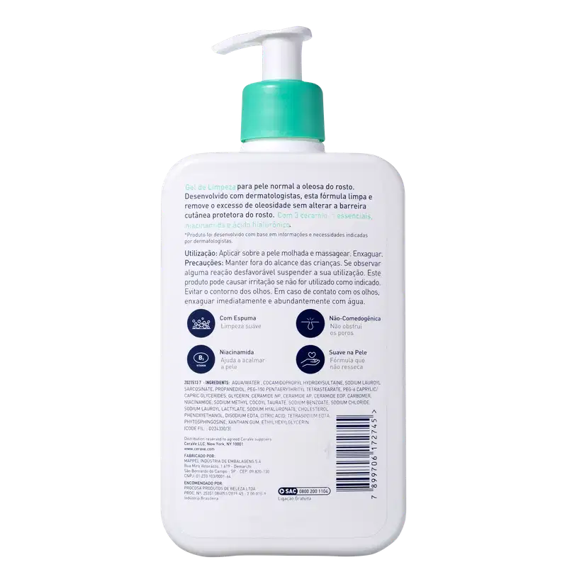 CeraVe Peles Equilibradas a Oleosas - Gel de Limpeza Facial 454g