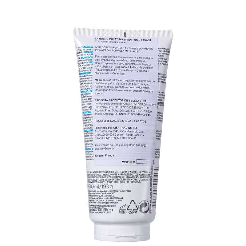 La Roche-Posay Toleriane Clean - Creme de Limpeza Facial 200ml