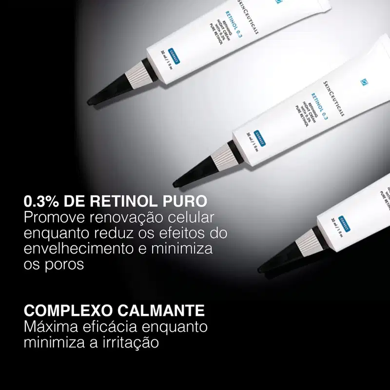 0.3% DE RETINOL PURO
Promove renovação celular enquanto reduz os efeitos do envelhecimento e minimiza os poros

COMPLEXO CALMANTE
Máxima eficácia enquanto minimiza a irritação