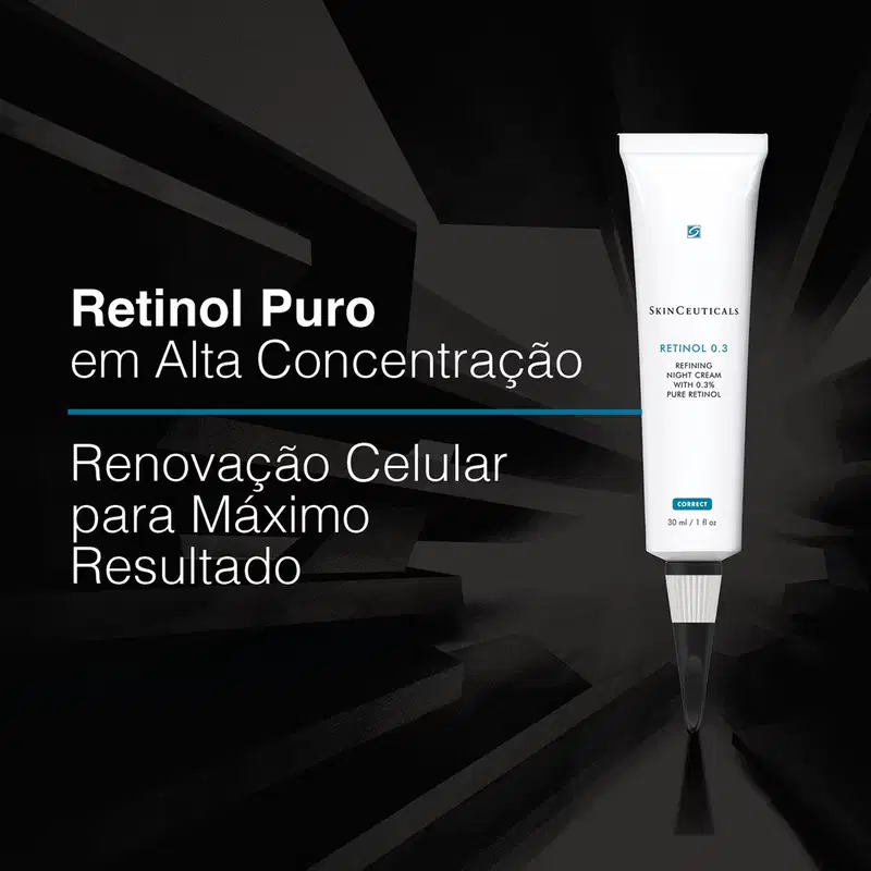 Retinol Puro em Alta Concentração - Renovação Celular para Máximo Resultado - Retinol 0.3 Refining Night Cream with 0.3% Pure Retinol.