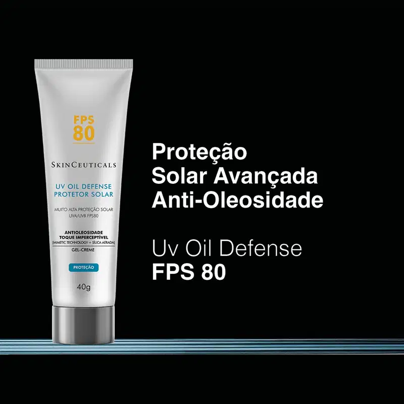 Proteção Solar Avançada Anti-Oleosidade
UV Oil Defense
FPS 80
Muito alta proteção solar
Antioleosidade toque imperceptível
Gel-creme