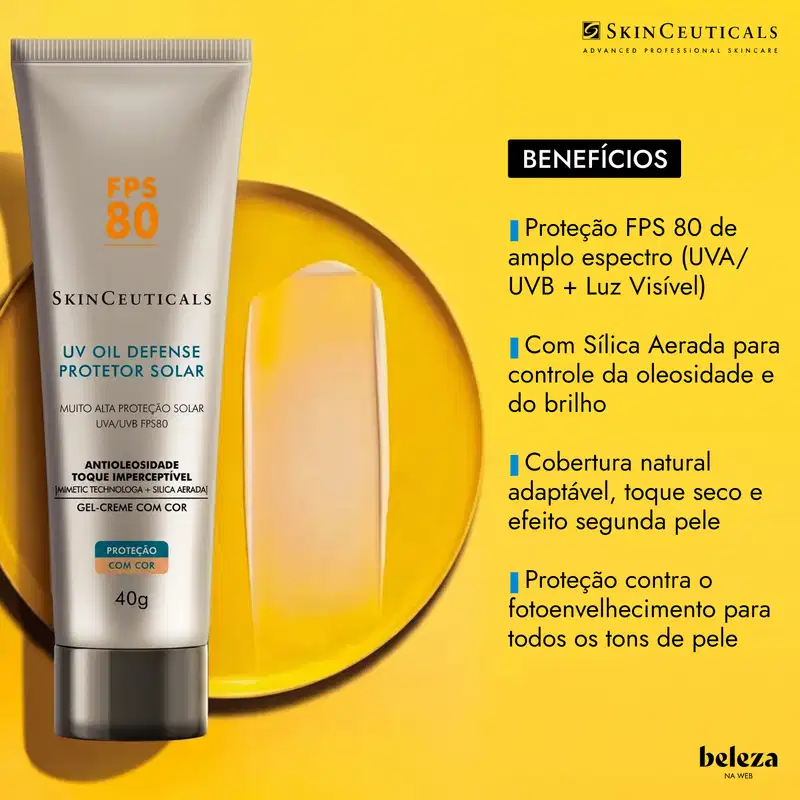 SkinCeuticals UV Oil Defense FPS 80 - Protetor Solar com Cor 40g