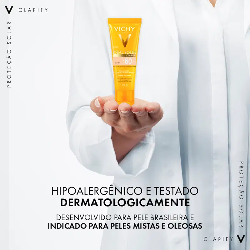 Vichy Idéal Soleil Clarify FPS 60 Cor Média - Protetor Solar Facial com Cor 40g