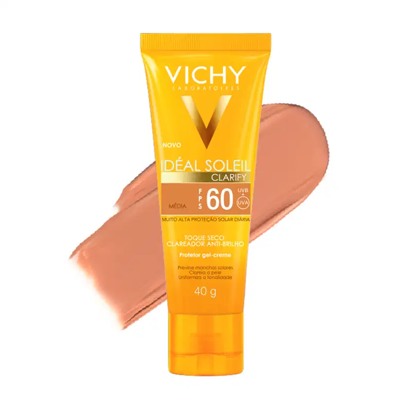 Vichy Idéal Soleil Clarify FPS 60 Cor Média - Protetor Solar Facial com Cor 40g