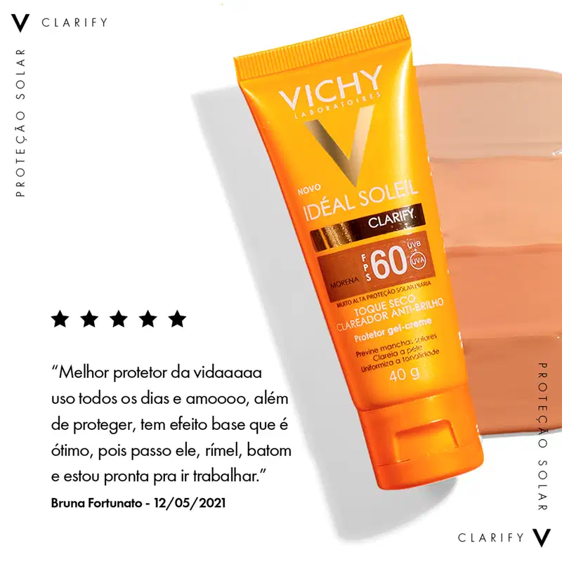 Vichy Idéal Soleil Clarify FPS 60 Cor Média - Protetor Solar Facial com Cor 40g