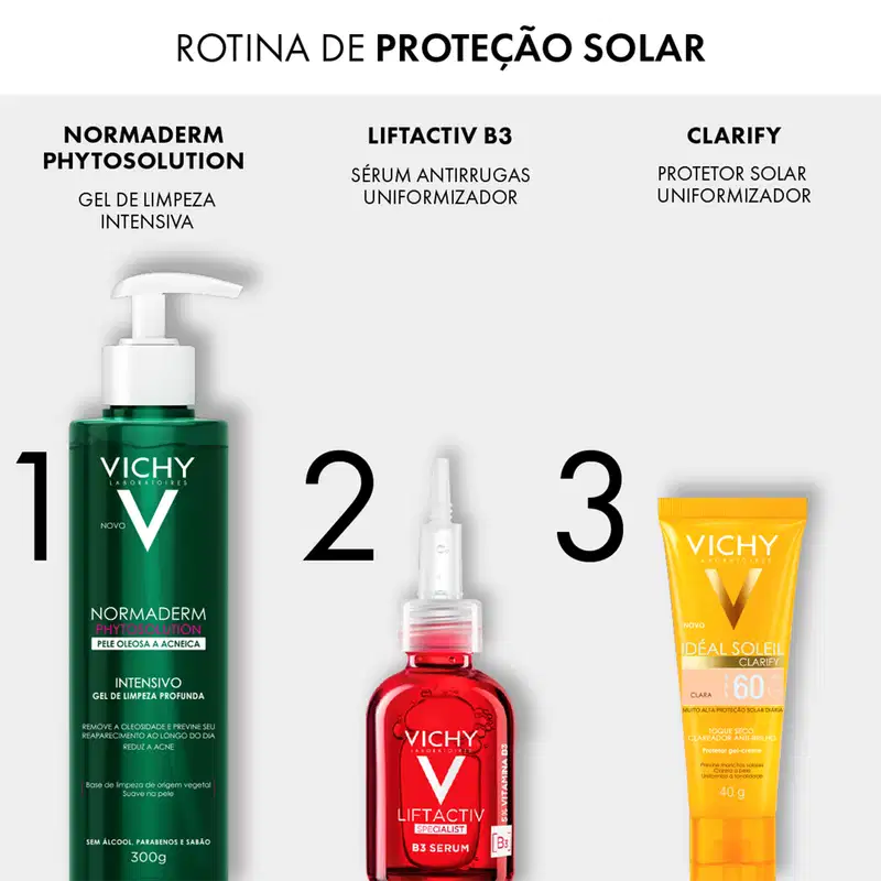 Vichy Idéal Soleil Clarify FPS 60 Cor Média - Protetor Solar Facial com Cor 40g