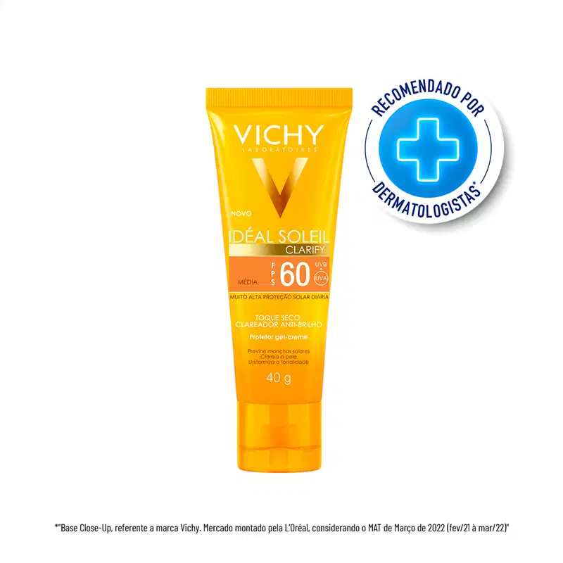 Vichy Idéal Soleil Clarify FPS 60 Cor Média - Protetor Solar Facial com Cor 40g