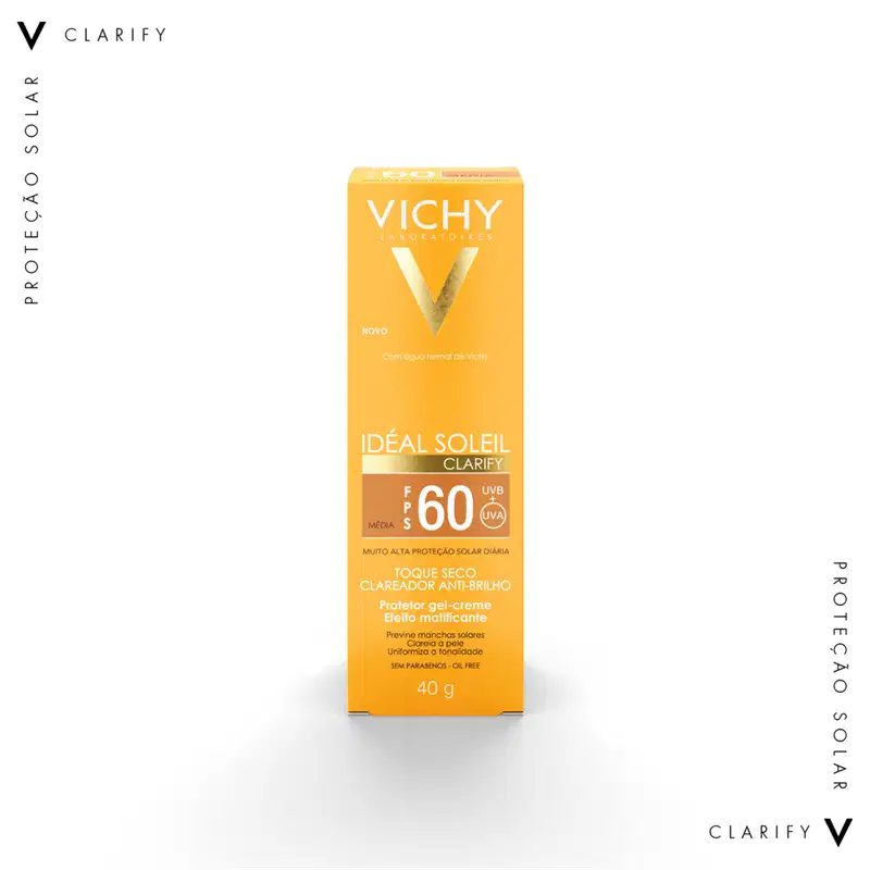 Vichy Idéal Soleil Clarify FPS 60 Cor Média - Protetor Solar Facial com Cor 40g