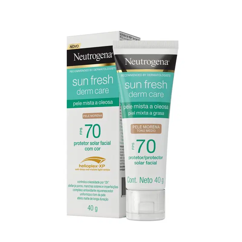 Neutrogena Sun Fresh Derm Care FPS 70 Pele Morena - Protetor Solar Facial 40g