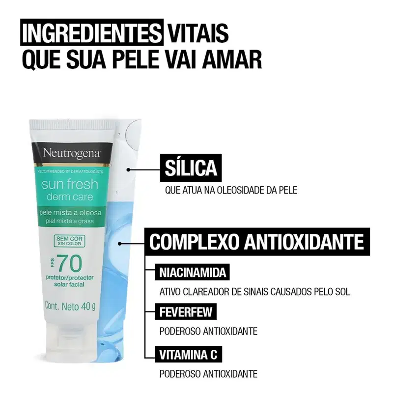 Neutrogena Sun Fresh Derm Care FPS 70 - Protetor Solar Facial 40g