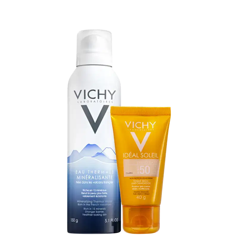 Kit Vichy Eau Thermale + Idéal Soleil Efeito Base Clara (2 Produtos)