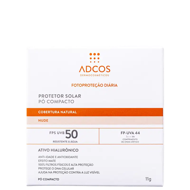 Adcos Fotoproteção Diária com Ácido Hialurônico FPS50 Nude - Pó Compacto 11g