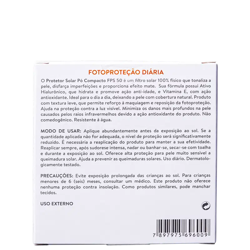 Adcos Fotoproteção Diária com Ácido Hialurônico FPS50 Nude - Pó Compacto 11g