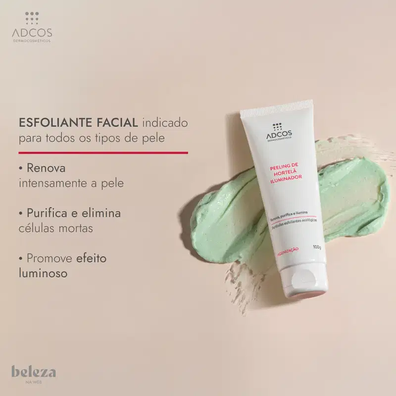 Adcos Clean Solution Peeling de Hortelã Iluminador - Esfoliante Facial 100g