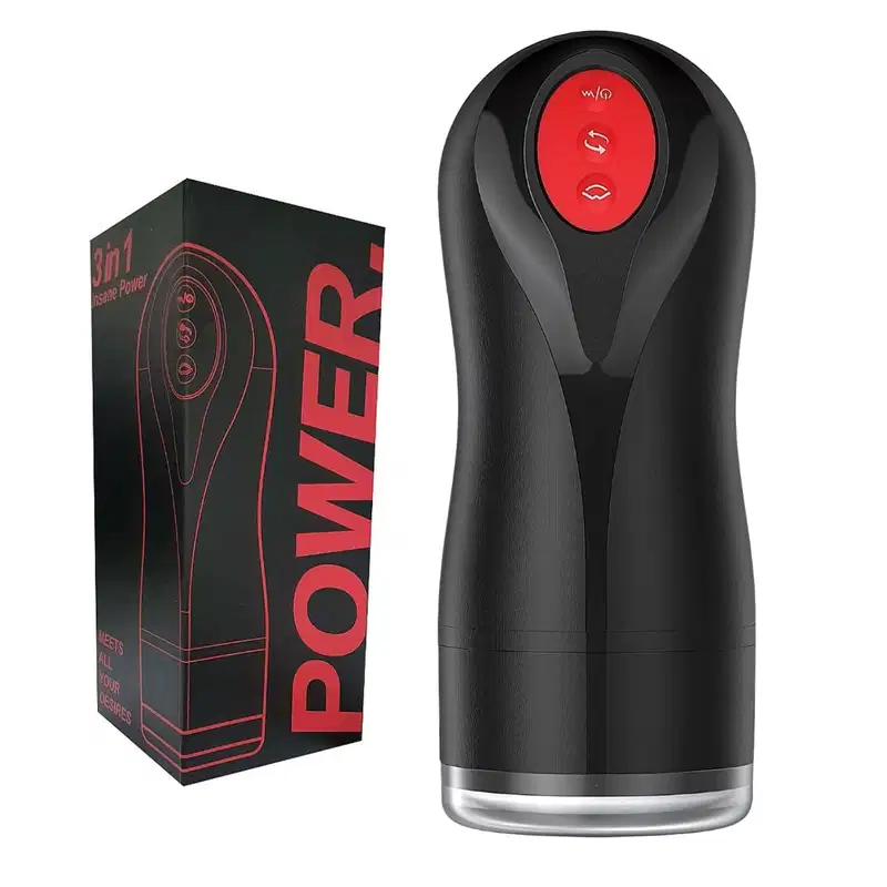 Masturbador Masculino Sucção Vibração e Ondulação 21,8cm x 8,5cm 5 Intensidades Silicone Recarregável Discreto Portátil