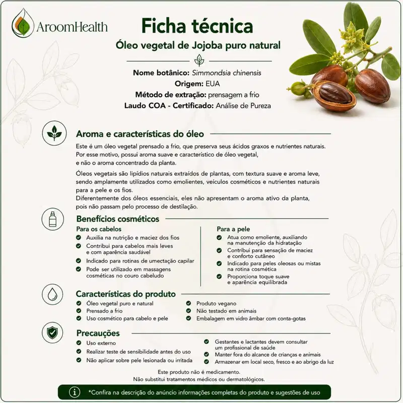 Óleo Vegetal Puro Natural de Jojoba 100ml