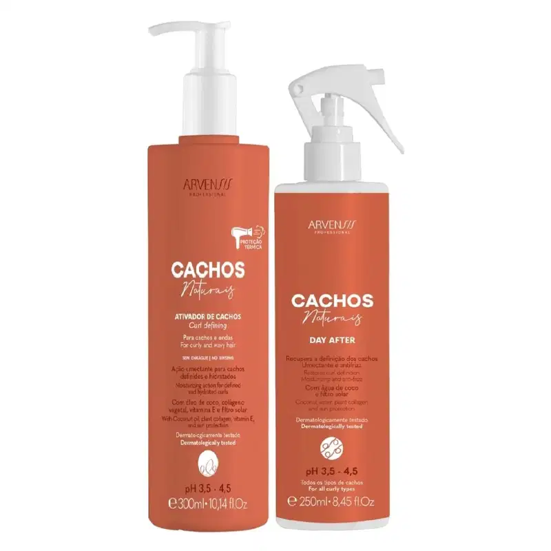 Kit Arvensis Professional Cachos Naturais - Ativador De Cachos Curl Defining 300ml + Day After 250ml